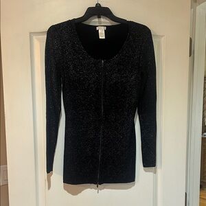 Cache Black Glitter Sweater - Crew Neck